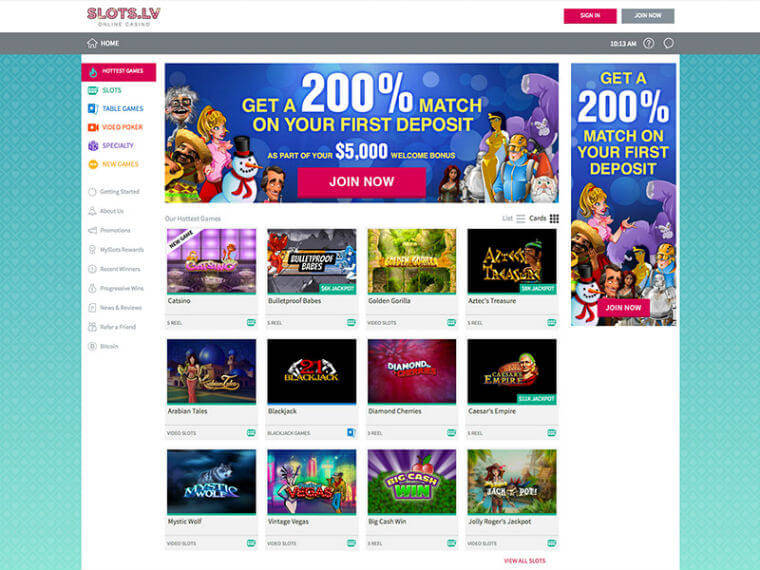 Slots LV Casino Review - USA Friendly - Fastest Withdrawal Methods