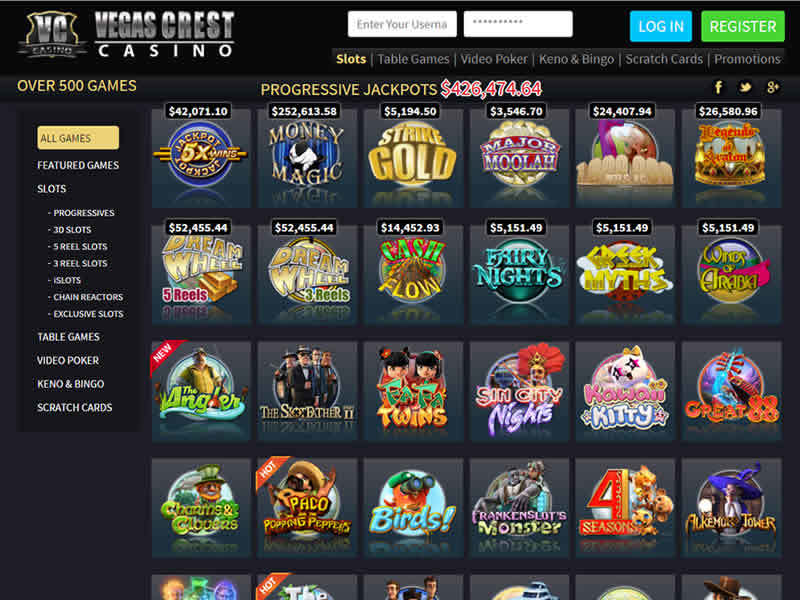 Vegas Crest Casino Games