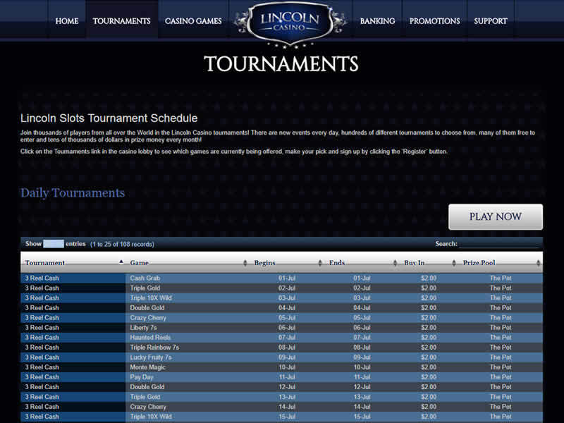 Lincoln casino tournaments 2020