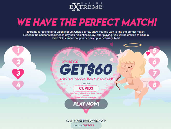 Extreme casino valentines 2019 bonus for crypto users