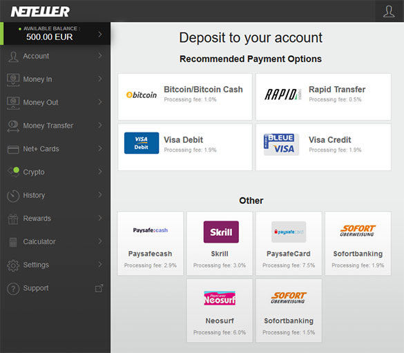 Different ways to fund your Neteller Account.