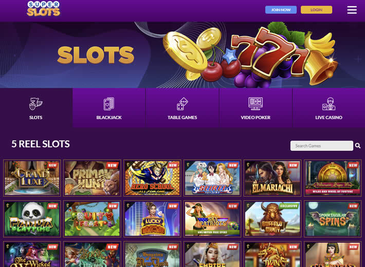 Super Slots casino game library