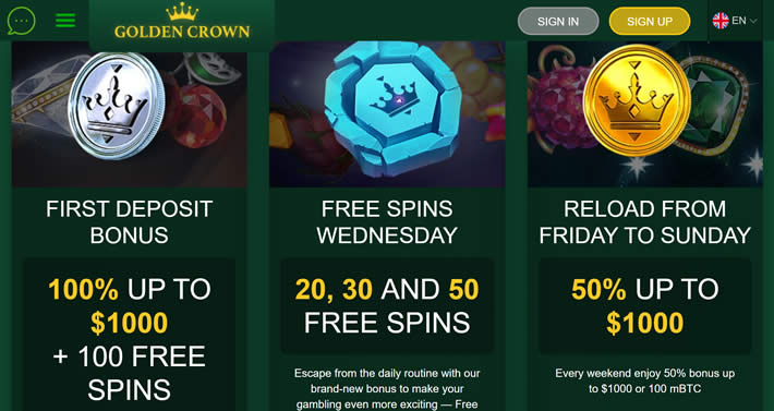 Golden Crown casino bonuses & promotions