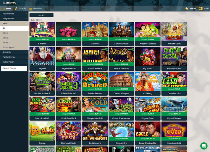 Slots Ninja casino game library desktop preview