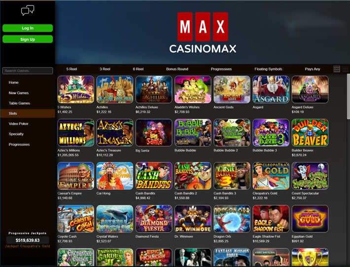 Casinomax RTG game lobby