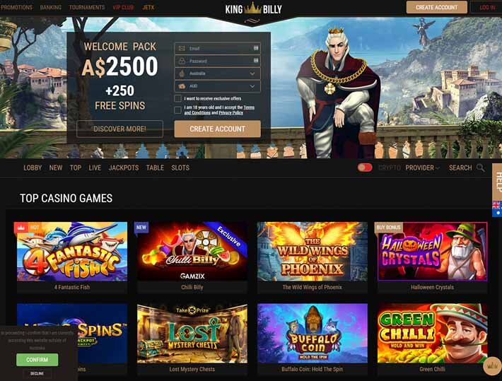 King Billy casino AUSTRALIA homepage